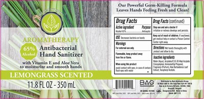 Image Description (Aromatherapy Hand Sanitizer Lemongrass Scented 350 mL 65 Vv)